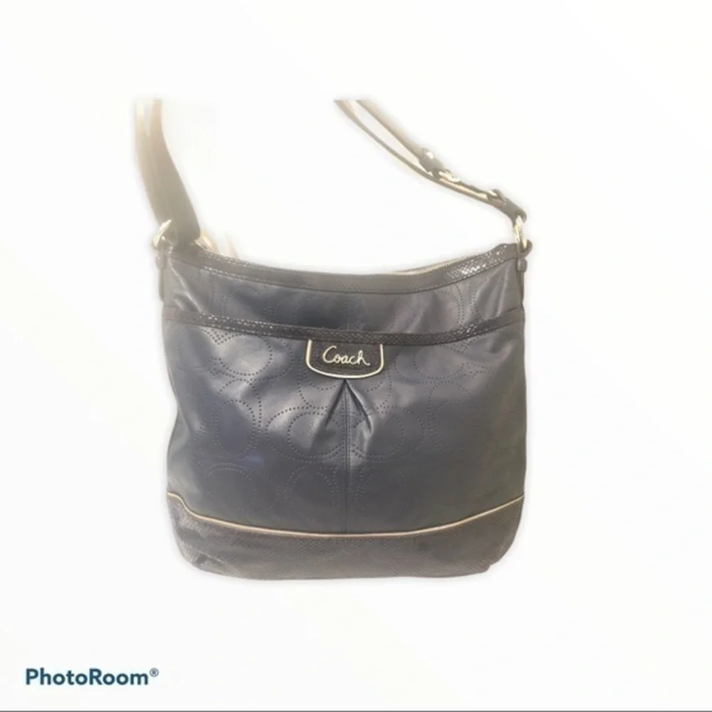 Coach Ashley perforated c blue convertible bag